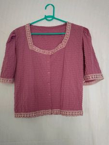 Combo For Pink Crop Top N Slim White