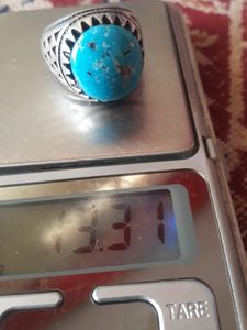 Natural irani Feroza(turquoise)pure Silver Ring .