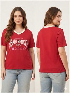 Red "Heartbroken People" Graphic T-Shirt