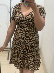 Leopard Print Ruffle Hem Dress