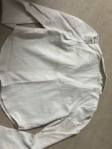 Textured White Long Sleeve Shirt