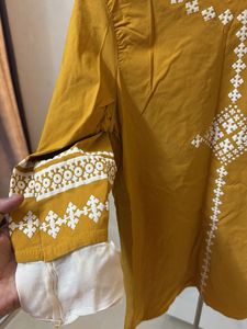 Embroidered Mustard Yellow Kurta