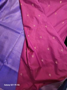 Pink Saree with Blue Blouse