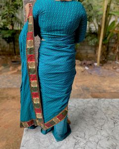 Elegant Blue Printed Saree