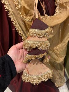 Beautiful Two Tone Brown And Maroon Hand Work