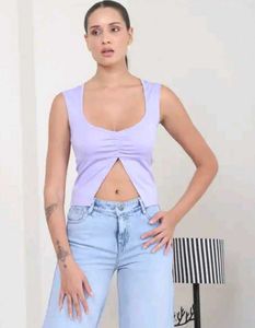 Shein Lavender Cut Out Sleeveless Top