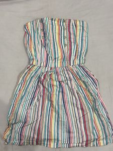 Colorful Striped Strapless Dress
