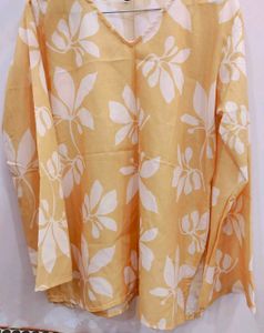 Yellow Floral Print Tunic Top