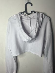 White Cropped Hoodie