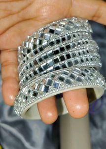 Velvet Purple &amp; Mirror Work Bangles Set
