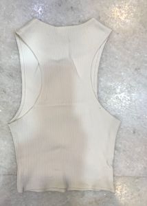 Cream Ribbed Tank Top - "Burger"