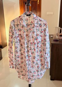 women Floral Plaid Longline Shirt – Soft Pastel Bu