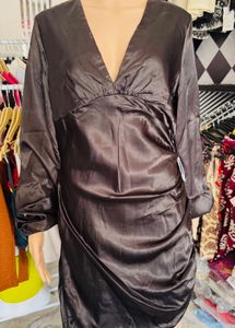 savana Satin Ruched Mini Dress with Belt