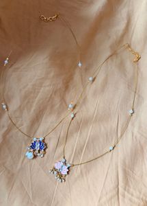 Lotus Pendant Necklace Set of 2