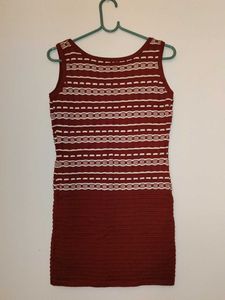 Maroon Textured Knit Dress