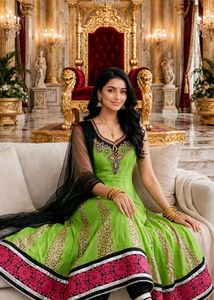 Stunning Green Anarkali Kurta Set