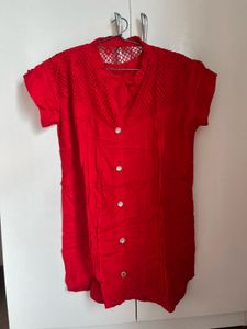 Red Button-Down Top