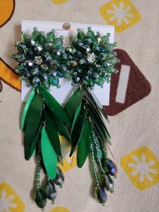Statement Green Beaded Earrings