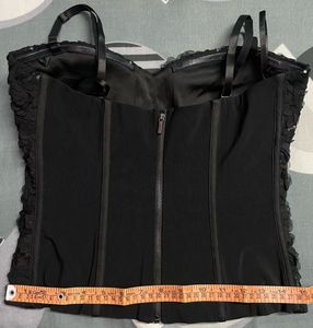 Black Floral Sequin Corset Bustier Top