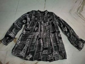 Stylish Black & White Printed Kurta