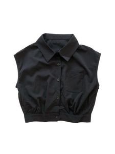 Sleeveless Collared Button-Up Top