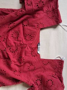 Chic Red Broderie Anglaise Top