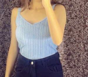 M to L Light Blue Knit Tank Top