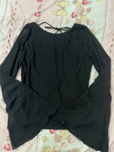 Sheer backlesss Bell Sleeve Top