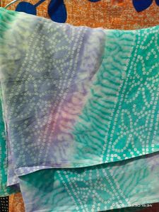 Bandhani Saree - Turquoise and Purple