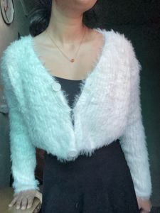 Cozy White fur crop Sweater