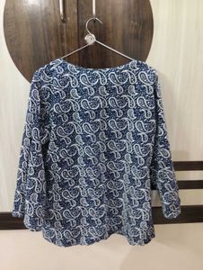 Blue Paisley Print Kurta Top
