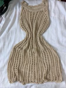 Women's Beige Knit Tank Top Style Dress