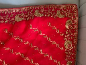 Elegant Red Embroidered Saree