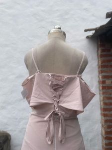 Blush Pink Ruffle Cold Shoulder Dress