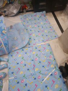 Cute Baby Blue Bedding Set with Animals