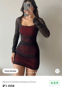 Maroon Colorblock Bodycon Dress