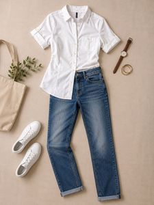 Classic White Short Sleeve Button-Up Shirt