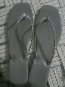 Sparkly Grey Flip Flops