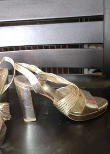 Metallic Gold Chunky Heels