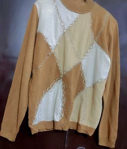 Tan Color Chain Detail Knit Winter Top for 42 Bust