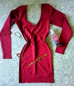 🔥😍HOT MAROON BACKLESS BODYCON FOR WOMEN