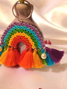 A Quilling rainbow🌈 keychain 💕| Water resistant, glossy ✨| Handmade 💯 |