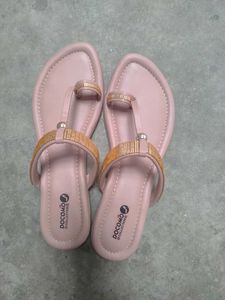 Stylish Pink Embellished Flat Sandals
