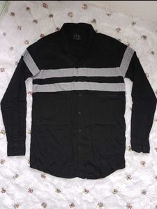 Men's Black &amp; Grey Striped Shirt