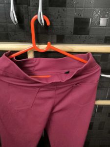 Maroon High-Waist Pants