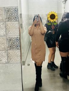 🥪💗Chic Camel Double-Breasted Mini Blazer Dress ✨