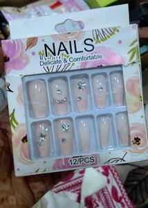 Press-On Nails with Rhinestone Accents