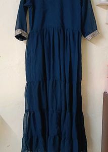 Elegant Navy Blue Tiered Gown