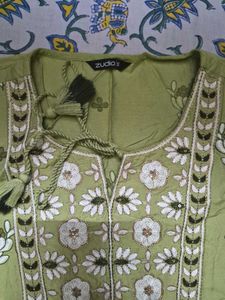 Green Embroidered Kurta