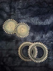 Oxidized Silver Earrings and Bangles Set